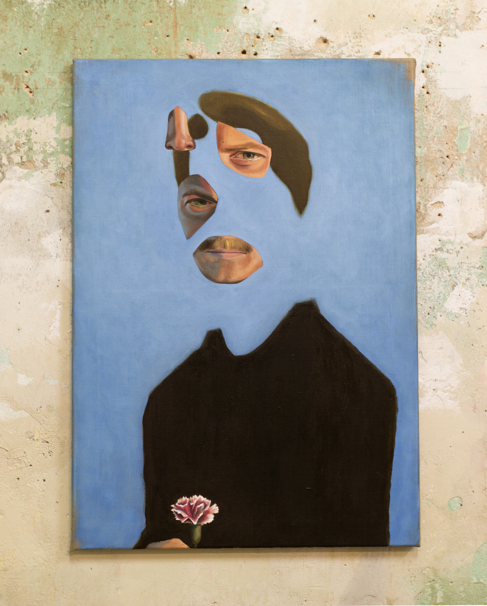 Man with carnation I, oil on linen