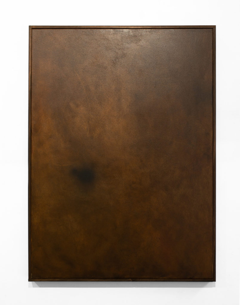 Hold, 2020, oil and spray paint on canvas with artists frame, 109x80x4cm
